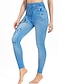 abordables Leggings-Femme Mince Pantalon Polyester Poche Imprimer Coupe haute Taille haute Toute la longueur Bleu lagune Eté