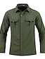 cheap Men&#039;s Work Shirts-Men&#039;s Casual Shirt Black khaki Military Green Gray Long Sleeve Solid / Plain Color Lapel Daily Wear Basic Clothing Apparel Modern Contemporary