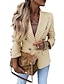 cheap Women&#039;s Blazer&amp;Suits-Women&#039;s Blazer Fall Formal Button Houndstooth Winnter Windproof Streetwear Regular Fit Outerwear Long Sleeve Yellow S