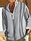 tanie męska koszula zapinana na guziki-Męskie Koszula Popover Codzienna koszula Granatowy Koniczyna Jasnoszary Beżowy Długi rękaw Prążki Henley Hawajskie Święto Nadruk Odzież Moda Klasyczny Codzienny Wygodny
