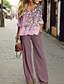 cheap Women&#039;s Two Piece Sets-Women&#039;s Shirt Pants Sets Floral Print Casual Holiday Elegant Fashion Streetwear Long Sleeve V Neck Pink Fall &amp; Winter