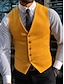 olcso Mellények-férfi tweed alkalmi üzleti mellények könnyű mellény egyszínű testre szabott v nyak egysoros ötgombos ezüst fehér sárga 2024