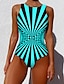 preiswerte Einteilige Badeanzüge-Damen Normal Badeanzug Ein Stück Bademode Print Gestreift Strandbekleidung Sommer Badeanzüge