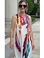 preiswerte Bedruckte Kleider-Damen Casual kleid Bedruckt V Ausschnitt Maxikleid Urlaub Ärmellos Sommer Frühling