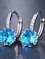 cheap Earrings-2pcs Stud Earrings Hoop Earrings For Women&#039;s Cubic Zirconia Citrine Party Wedding Casual Zircon Alloy Solitaire Round Cut