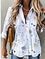 cheap Women&#039;s Blouses &amp; Shirts-Women&#039;s Shirt Blouse Floral Button Print Casual Holiday Daily Basic Long Sleeve Shirt Collar White Fall &amp; Winter