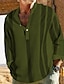 billiga herrskjorta med knäppning-Herr Popover skjorta Casual skjorta Marinblå Grön Ljusgrå Beige Långärmad Randig Henley Hawaiisk Helgdag Mönster Kläder Mode Klassisk Ledigt Bekväm