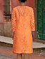 cheap Mother of Bride Dresses with Jacket-Two Piece A-Line Mother of the Bride Dress Wedding Guest Church Jewel Neck Knee Length Polyester Lace 3/4 Length Sleeve Jacket Dresses with Appliques 2024