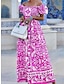 Χαμηλού Κόστους Print Φορέματα-Γυναικεία Μακρύ Φόρεμα Μάξι Φόρεμα Καθημερινό φόρεμα Φόρεμα Boho Φόρεμα εκτύπωσης Φλοράλ Κομψό στυλ street Καθημερινό ΕΞΩΤΕΡΙΚΟΥ ΧΩΡΟΥ Καθημερινά Διακοπές Στάμπα Κοντομάνικο Ώμοι Έξω Φόρεμα Κανονικό