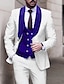 tanie Garnitury-Czerwony królewski błękit fioletowy męskie garnitury na studniówkę ślub bal garnitury w stylu paisley 3 częściowy patchwork plus size dopasowany krój jednorzędowy zapinany na jeden guzik 2024