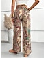 preiswerte weites Bein und hohe Taille-Damen Breites Bein Chinesisch Chino Ausgebeult Bedruckt Hoher Taillenbund In voller Länge Purpur Sommer