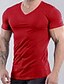 baratos Camisetas masculinas casuais-Homens Camiseta Tecido Decote V Diário Férias Manga Curta Roupa à moda Clássico Casual / esportivo Músculo