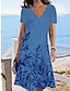 Χαμηλού Κόστους Print Φορέματα-Γυναικεία Φλοράλ Φύλλο Στάμπα Λαιμός χτενισμένος Μίνι φόρεμα Καθημερινά Ημερομηνία Κοντομάνικο Καλοκαίρι Άνοιξη