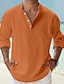 economico Camicie di lino-Per uomo camicia di lino Camicia popover Maglietta informale Camicia da spiaggia Nero Bianco Rosa Manica lunga Liscio Henley Primavera estate Hawaiano Per eventi Abbigliamento