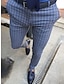 abordables Chinos-Hombre Pantalones Chinos pantalones chinos Bolsillo Cuadrícula / Cuadros Comodidad Negocio Diario Ropa de calle Moda Básico Azul Piscina Azul Oscuro