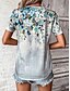 ieftine Tricouri Damă-Pentru femei Tricou Floral Pană Imprimeu Zilnic Sfârșit de săptămână De Bază Manșon scurt În V Alb