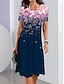 Χαμηλού Κόστους Print Φορέματα-Γυναικεία Ombre Φλοράλ Τσέπη Στάμπα Στρογγυλή Ψηλή Λαιμόκοψη Μίντι φόρεμα Καθημερινά Ημερομηνία Κοντομάνικο Καλοκαίρι Άνοιξη
