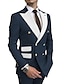olcso Öltönyök-kék férfi báli öltöny őszi esküvői öltöny 2 darab molett patchwork testre szabott dupla mellű hatgombos 2024