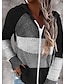 cheap Cardigans-Women&#039;s Cardigan Sweater Hooded Ribbed Knit Acrylic Patchwork Zipper Hooded Spring Fall Outdoor Daily Going out Stylish Casual Soft Long Sleeve Color Block Black Pink Gray S M L