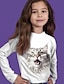 tanie dziewczęce koszulki 3d-Dzieci Dla dziewczynek Podkoszulek Długi rękaw Druk 3D Kot Zwierzę Szary Dzieci Najfatalniejszy Jesień Zima Aktywny Moda Codzienny Codzienny Na zewnątrz Regularny 3-12 lat