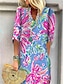 cheap Print Dresses-Women&#039;s Shift Dress Floral Paisley Print Split Neck Midi Dress Daily Date Half Sleeve Summer Spring