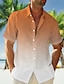 tanie męska koszula zapinana na guziki-Męskie Koszula Zapinana na guziki koszula Codzienna koszula Letnia koszula Koszula plażowa Rumiany róż Granatowy Niebieski Krótki rękaw Gradient Klapa Lato Codzienny Hawajskie Odzież