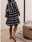 abordables Robes à motifs-Femme Imprimer Col fendu Manches évasées Mini robe du quotidien Vacances Manches 3/4 Printemps Automne