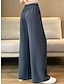 Χαμηλού Κόστους φαρδύ πόδι &amp; ψηλόμεσο-Γυναικεία Παντελόνι επίσημο Πλατύ Πόδι Τσέπη Σακουλιασμένος High Cut Ψηλή Μέση Πλήρες μήκος Μαύρο Καλοκαίρι