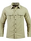 Χαμηλού Κόστους ανδρικό πουκάμισο με κουμπιά-Ανδρικά Πουκάμισο Πουκάμισο με κουμπιά Casual πουκάμισο Καλοκαιρινό πουκάμισο Μαύρο Χακί Πράσινο Χακί Γκρίζο Μακρυμάνικο Σκέτο Πέτο Καθημερινά Διακοπές Μπροστινή τσέπη Ρούχα Μοντέρνα Καθημερινό Άνετο
