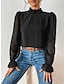 זול חולצות ומכנסיים לנשים-בגדי ריקוד נשים חולצה אחיד רשת קזו&#039;אל יומי בסיסי שרוול ארוך גולף צווארון גבוה שחור סתיו חורף