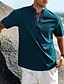 abordables Vacances-Homme Chemise Chemise en lin Chemise Décontractée Chemise de Plage Uni Vacances Hawaïen Noir Blanche Bleu Marron Manche Courte Col montant Printemps &amp; Été Vêtement Tenue Basique