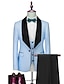 billige Tuxedo dragter-lyseblå sort hvid mænds bryllupsfest fest aften valentinsdag smoking ensfarvet 3-delt standard pasform enkeltradet en-knap 2024