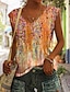 halpa Naisten hihattomat paidat ja aluspaidat-Naisten Hihaton Kuvitettu Painettu Kausaliteetti Perus Hihaton V kaula-aukko Punastuvan vaaleanpunainen
