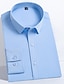 رخيصةأون قمصان رجالية-رجالي قميص رسمي أزرق فاتح أسود أبيض كم طويل لون خالص / عادي طوي كل الفصول المكتب &amp; الوظيفة حزب مكتب ملابس