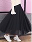 cheap Plain Skirts-Women&#039;s Skirt A Line Maxi Polyester Amethyst Navy Apricot Black Skirts Summer Lace Pleated Tulle High Waist Fashion Casual Street Daily One-Size