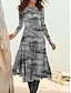 cheap Print Dresses-Women&#039;s Graphic Pocket Crew Neck Midi Dress Daily Date Long Sleeve Fall Winter