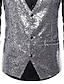 baratos Coletes-Colete clássico masculino com lantejoulas sob medida, decote em v, peito único, três botões, prata, preto, borgonha, 2024