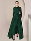 cheap Mother of the Bride Pantsuits-Two Piece Jumpsuits Mother of the Bride Dress Formal Wedding Guest Elegant Party Shirt Collar Floor Length Taffeta Long Sleeve with Bow(s) Solid Color 2024