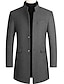 cheap Men&#039;s Trench Coat-Men&#039;s Winter Coat Wool Coat Overcoat Short Coat Daily Wear Vacation Winter Fall Wool Thermal Warm Outdoor Outerwear Clothing Apparel Fashion Warm Ups Solid Colored Pocket Turndown Single Breasted
