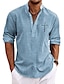 baratos Camisa Henley-camisa masculina gola cruzada azul empoeirado azul verde cáqui cinza ao ar livre rua manga longa impressão roupas vestuário moda streetwear designer casual