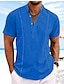 cheap Cotton Linen Shirt-Men&#039;s Shirt Linen Shirt Guayabera Shirt Popover Shirt Summer Shirt Beach Shirt White Navy Blue Blue Short Sleeve Plain Collar Summer Casual Daily Clothing Apparel