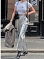 cheap Party women&#039;s Pants-Women&#039;s Pants Trousers Straight Full Length Faux Leather Pocket Micro-elastic High Waist Fashion Streetwear Party Going out Silver Lake blue S M Summer Fall