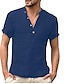 cheap Cotton Linen Shirt-Men&#039;s Linen Shirt Summer Shirt Beach Shirt Black White Pink Short Sleeve Plain Collar Daily Leisure Sports Clothing Apparel