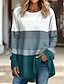 cheap Women&#039;s T-shirts-Women&#039;s T shirt Tee Color Block Print Daily Weekend Basic Long Sleeve Round Neck Red Fall &amp; Winter
