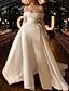 cheap Wedding Dresses-Simple Glitter &amp; Sparkle Wedding Dresses Two Piece Off Shoulder Long Sleeve Court Train Sequined OverSkirts Bridal Gowns With Sash / Ribbon Beading 2024