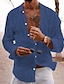 cheap Cotton Linen Shirt-Men&#039;s Linen Shirt Casual Shirt Summer Shirt Beach Shirt Black White Pink Long Sleeve Plain Lapel Spring &amp; Summer Hawaiian Holiday Clothing Apparel Basic