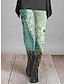 cheap Graphic Bottoms-Women&#039;s Leggings Polyester Print Full Length Apple Green All Seasons