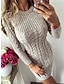 cheap Sweaters-Women&#039;s Sweater Dress Crew Neck Cable Knit Cotton Acrylic Hollow Out Fall Winter Outdoor Sport Going out Stylish Casual Soft Long Sleeve Solid Color Silver Light Blue claret S M L
