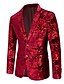 abordables Blazer et Veste-veste blazer de soirée en velours paisley scintillant pour hommes, coupe ajustée régulière, motif floral, simple boutonnage, deux boutons, noir, or, rouge, argent, bleu royal, violet, fuchsia, vert,