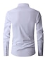 رخيصةأون قمصان رجالية-رجالي قميص قميص رسمي أزرق فاتح أسود أبيض كم طويل 平织 Lapel ربيع &amp; الصيف عمل فضفاض ملابس
